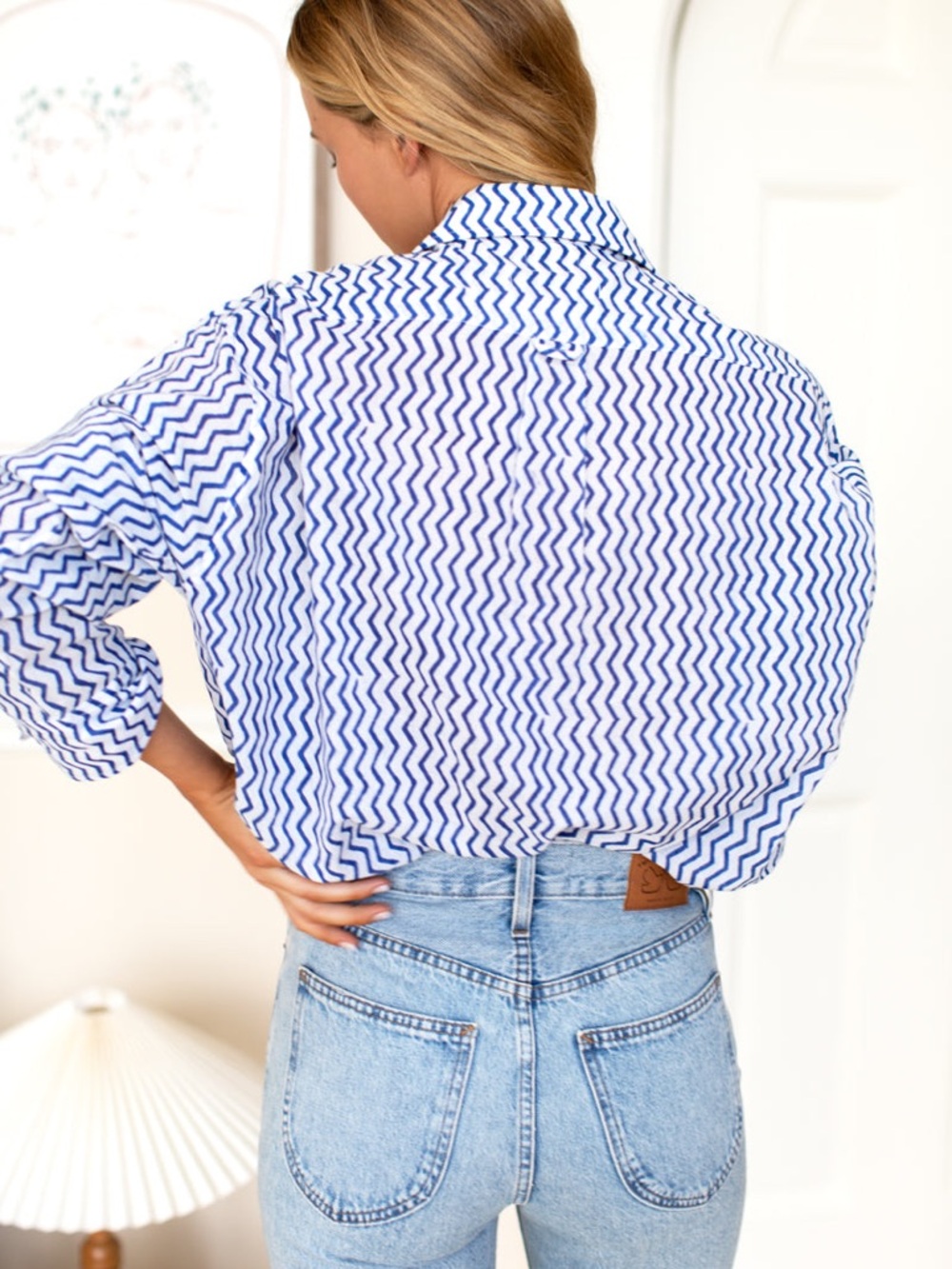 Emerson Fry NWT Ryan Shirt in Zigzag Indigo Organic Size Medium - Picture 11 of 11